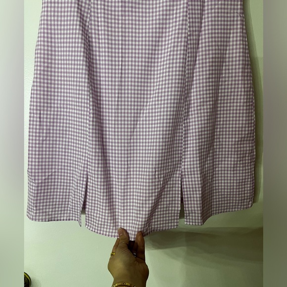 ASOS Glamorous Gingham Checkered Slit Mini Preppy Petite Shift Dress - Picture 4 of 7